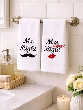 Set of 2 Mr Right & Mrs Always Right Kitchen Towels